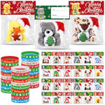 60 Pcs Christmas Mini Stuffed Animals Gifts Bulk 30 Christmas Plush Set With 30 Xmas Silicone Bracelets Small Plush Keychains Classroom Exchange Gift Toys For Friend Preschool Stocking Fillers