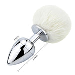 Bunny Tail Anal Plug, Metal Butt Plug With White Fluffy Rabbit Tail For Anal Sex Toys For Women Fun Sex Games (Big)