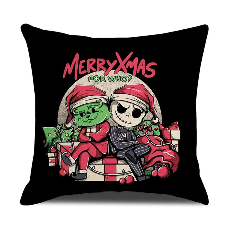 Funny Merry Christmas Pillow Cover Jack And Grinches Christmas Movies Characte