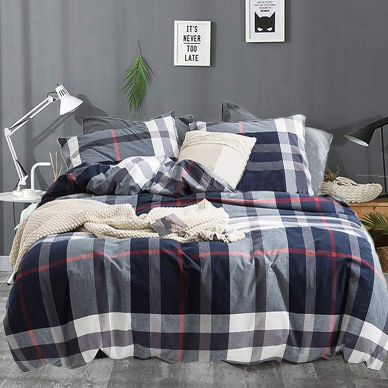 Navy Plaid Comforter Set Queen Blue Buffalo Gingham Comforter Lightweight Blue