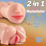 2-in-1 Male Masturbator with Oral & Vaginal Openings, 5D Textured TPE Sleeve