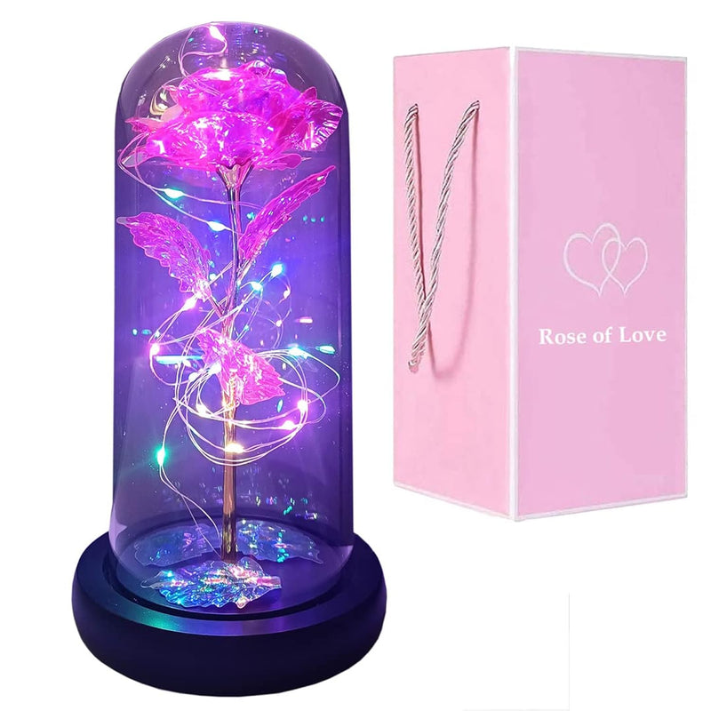 Rose Gift For Her, Women Romantic Valentine Gifts For Wife Led Galaxy Rose In
