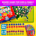 States Of America Board Game For Kids Ages 8-12 And Families – Learn Us States, Capitals, Landmarks & Fun Facts – Trivia Game With 50 Cards & Map Board – Educational Game For Classrooms Or Home