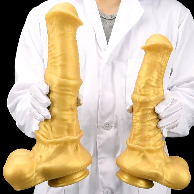 Xxxl Golden Giant Realistic Silicone Horse Cock Dildo, Animal Fake Penis Anal Dildos Butt Plug G-Spot Vagina Prostatic Stimulation Sm Orgasm Adult Sex Toy For Men Women Couple (Golden-Xxxl)