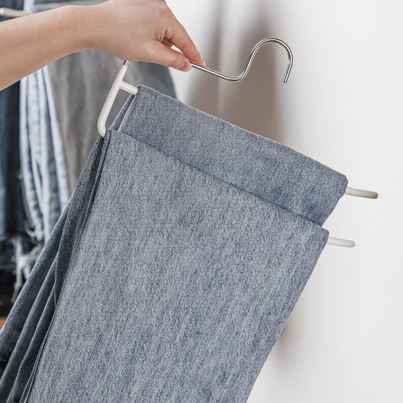 Pants Hangers, 5 Pack, Trouser/Slack Hangers, Open Ended Double Rods Hanger, Spa