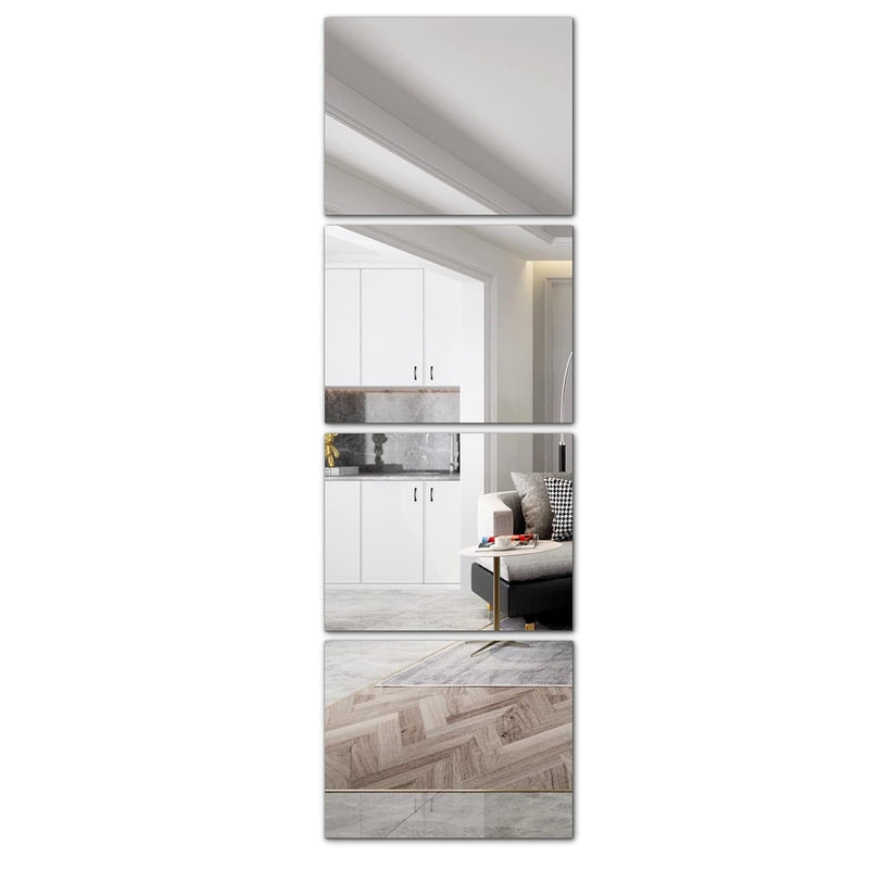 Full Length Mirror Tiles, 4Pcs 14X11 Inch Glass Full Body Wall Mirror For Home