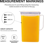 Aqua Fridge Door Water Jug with Handle BPA Free Plastic Pitcher with Flip Top Lid Perfect for Making Teas and Juices, 2 Quarts, Clear