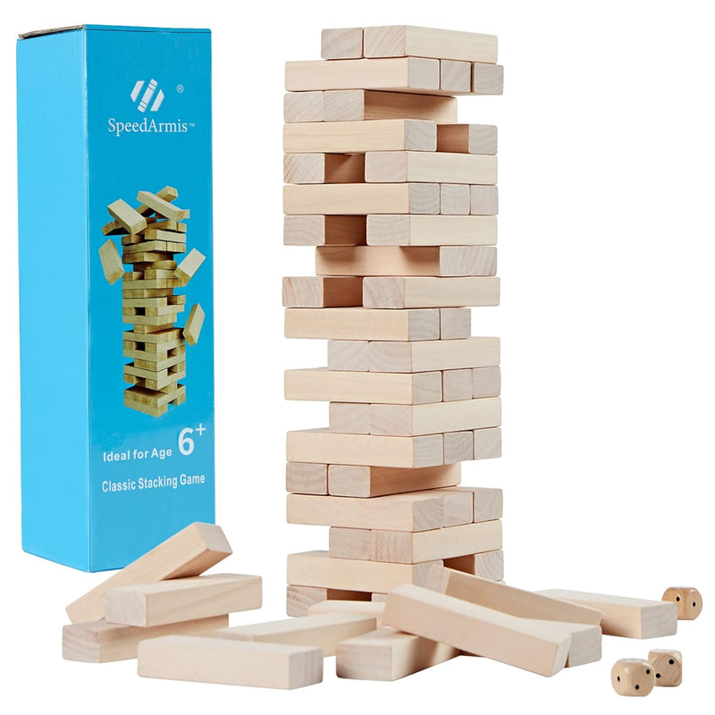 Mini Tumble Tower, 54Pcs Wooden Stacking Game For Kids Teens Pine Stack Tim