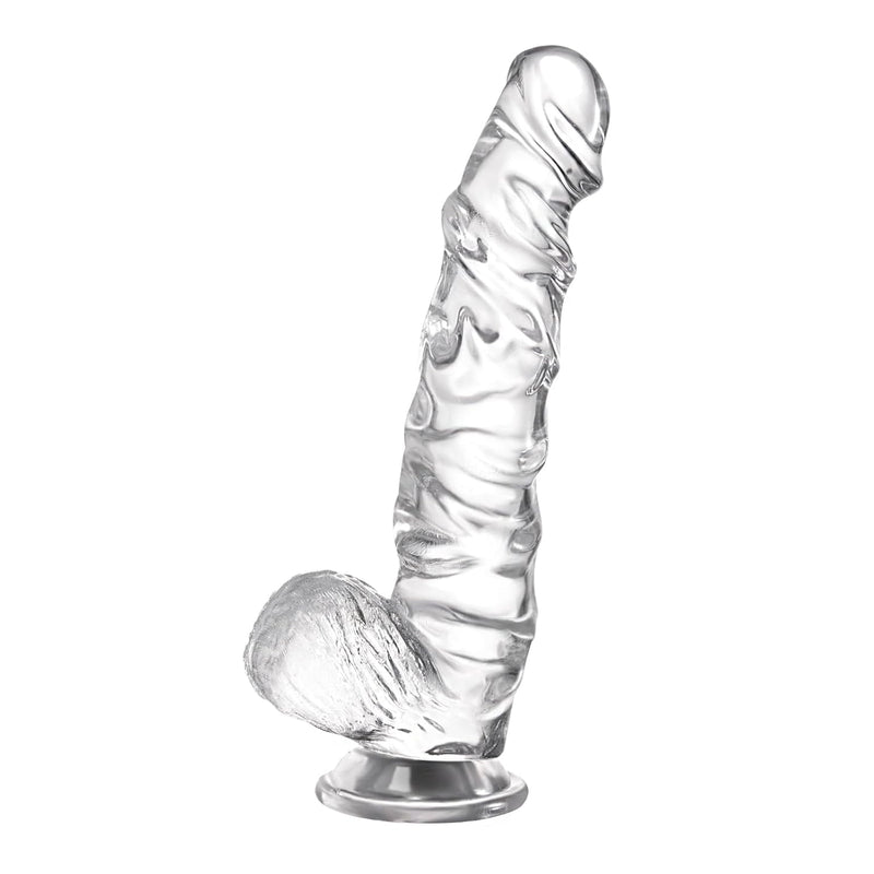 9 Inch Huge Realistic Dildo Clear Sex Toy With Small Glans,Big Jelly G Spot Dildo With Suction Cup For Vaginal Anal Play Soft Penis Beginners Sex Toys For Women Men Couple