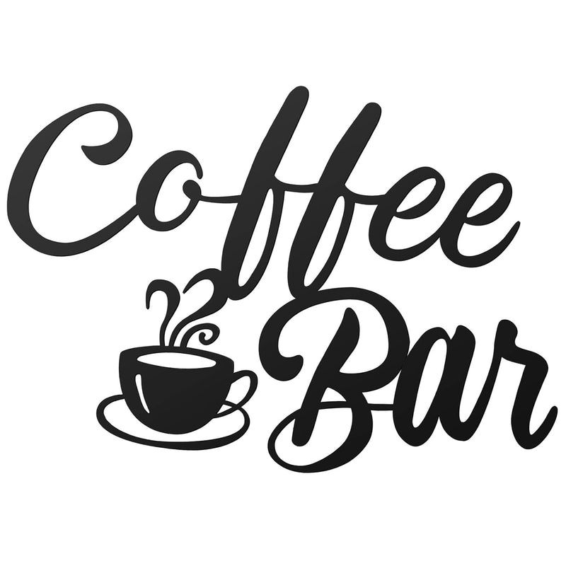 Coffee Sign Metal Christmas Coffee Bar Hanging Wall Art Decor Black Coffee Cup