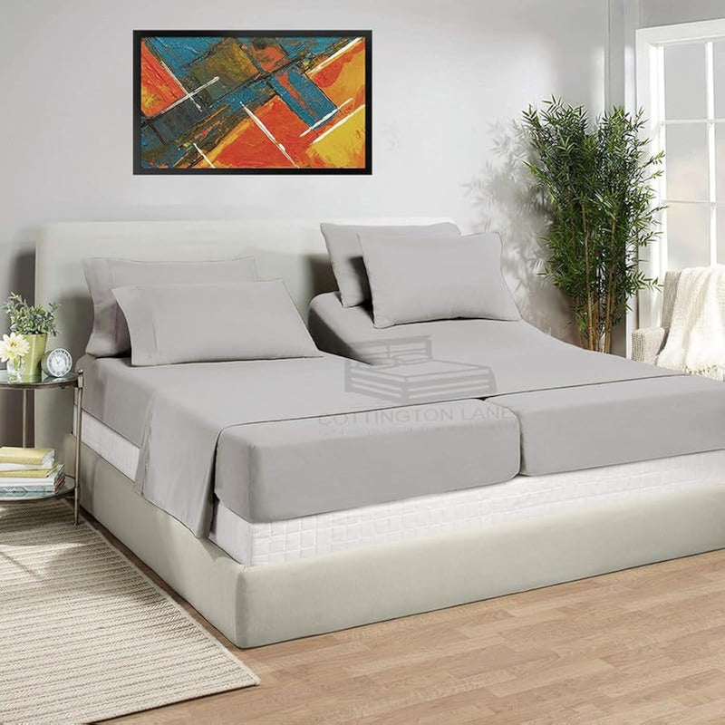 Split King Sheets Sets For Adjustable Bed 100% Cotton Sheets-5 Piece Split She