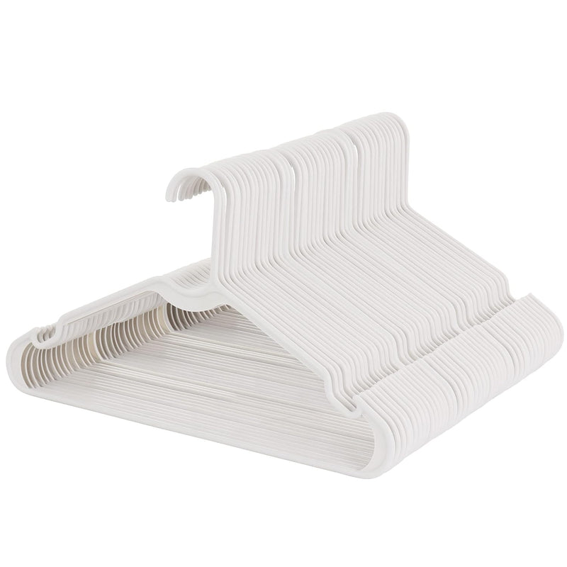 Home 50 Piece Plastic Hanger Set With Notched Shoulders In White