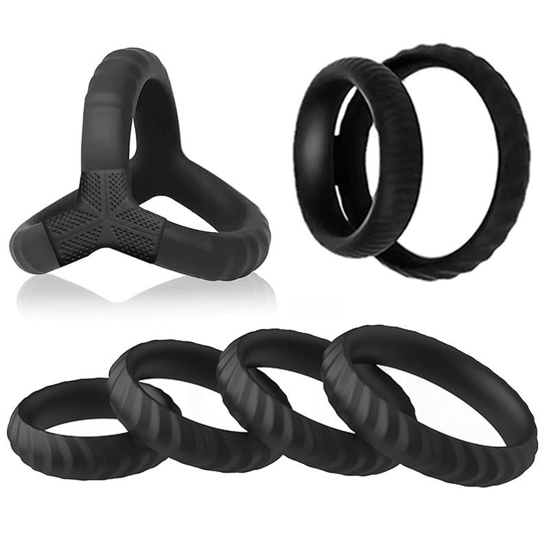 Silicone Penis Ring Set, 6 Different Sizes Penis Ring Penis Sleeve Penis Erection Enhancer For Male Erection Long Lasting Firmness, Male Silicone Penis Triangle Ring Adult Sex Toys.