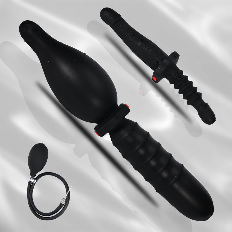 20 Inches Double-Side Inflatable Huge Dildo Anal/Butt Plug, Super Big/Long Body-Safe Silicone Threaded Dildo Vaginal Stimulation Prostate Massage, Lesbian Beginners And Pro Users Adult Sex Toys