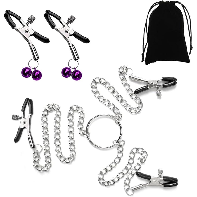 Adjustable Nipple Clamps With Chain Nipple Clips Clitoris Clamp Bdsm Adult Sex Toys Non-Piercing Nipple Rings For Women Adult Sex Toys
