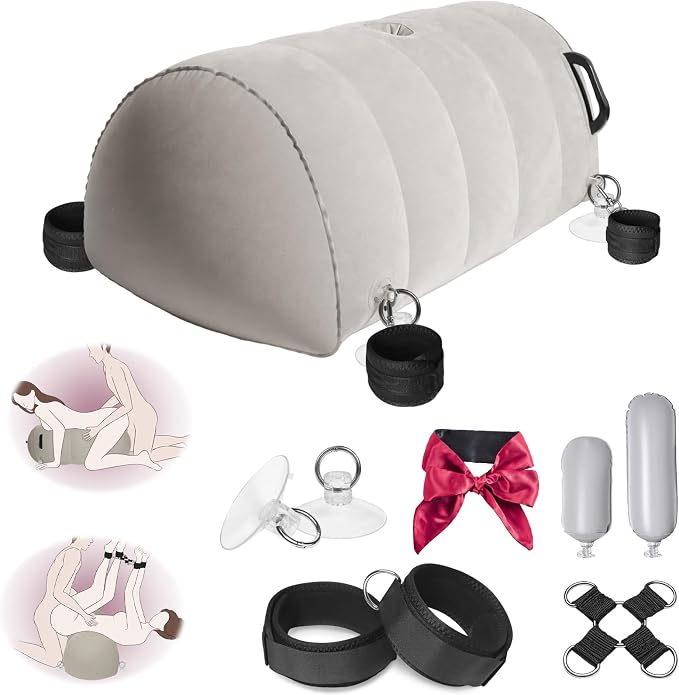 Inflatable Bondage Position Pillow with Restraint Set and Toy Mount