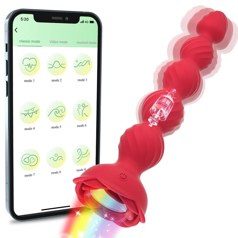 Vibrating Anal Plug Anal Beads, Silicone Anal Sex Toys Prostate Massager Adult Toys With 9 Vibration Modes, App Control Anal Vibrators For MenWomen, G-Spot Stimulator For Couple Pleasure