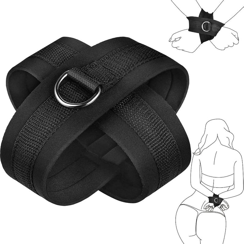 Cross Handcuffs Bdsm Adjustable Restraints For Sm Bracelets Beginners Bondage Kit With D-Ring Sex Toys For Women And Couple,Black,Dacron