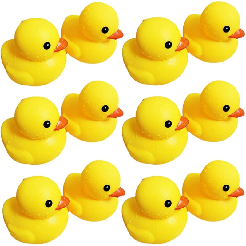 Bath Duck Toys 12 Pcs Yellow Rubber Ducks Squeak & Float Ducky Baby Shower