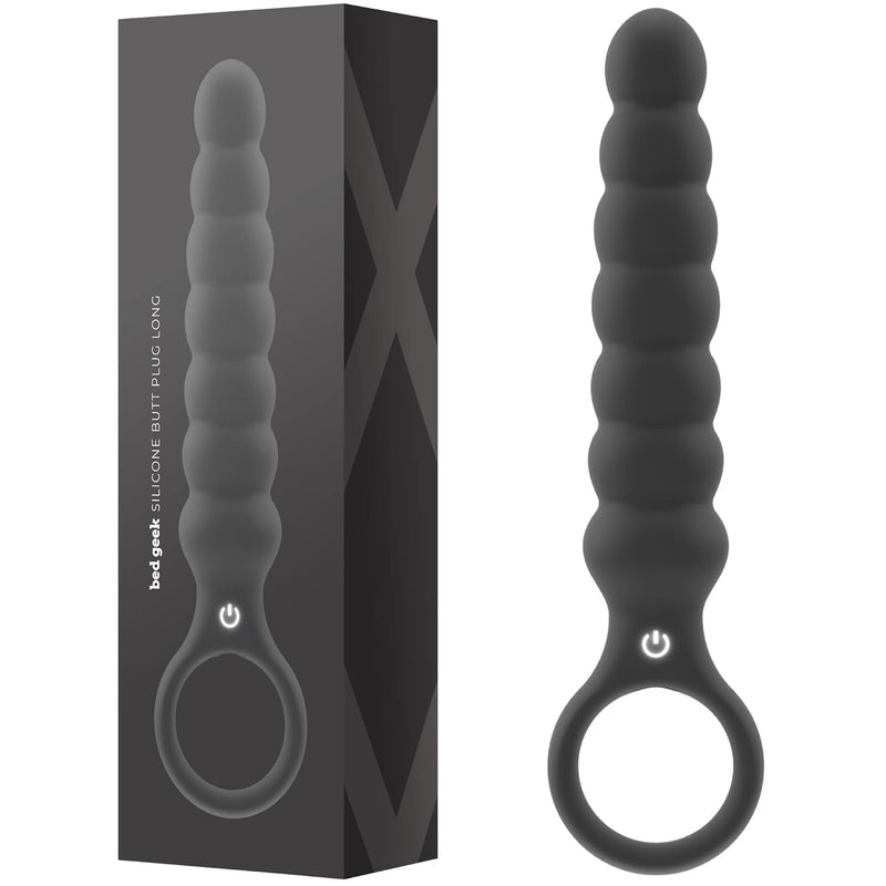 Vibrating Silicone Butt Plug Long - 20 Dynamic Vibration Modes For Ultimate Pleasure - Ergonomically Designed With Ridges, Humps & Bumps - Discreet & Versatile Handheld Adult Toy