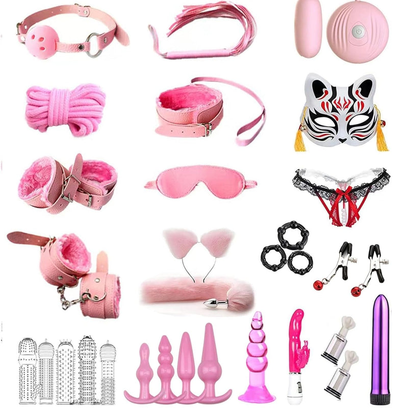 Bdsm Restraints Sex Toys 27Pc Bondage Restraints Set Fetish Bed Restraints Kits For Beginners,Gang Ball Play, Vibrators Massagers, Bondage Kit For Couples Sex