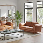 Valencia Artisan Full Leather Sofa 88” - Pure Full Italian Nappa Leather Couch, Solid Wood Accent, Ultimate Comfort, Cognac Tan