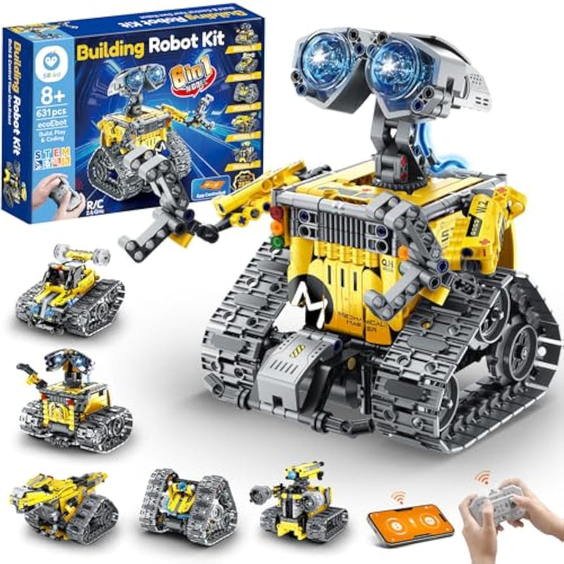 Robot Building Kit With Remote Control Gifts For Kids Boys Ages 8-13, Coding Christmas Stem Robotic Technic Racer Car Toys For Birthday, Build 6In1 Model With 631 Pieces