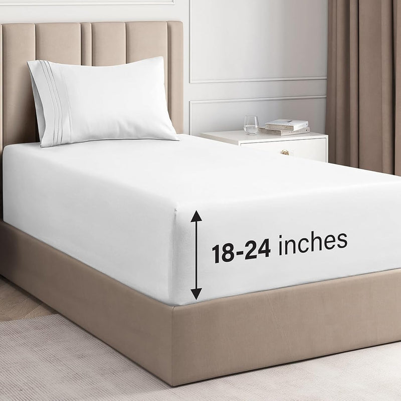Extra Deep Pockets 400 Thread Count 100% Cotton 3 Piece Twin Size Bedding Shee
