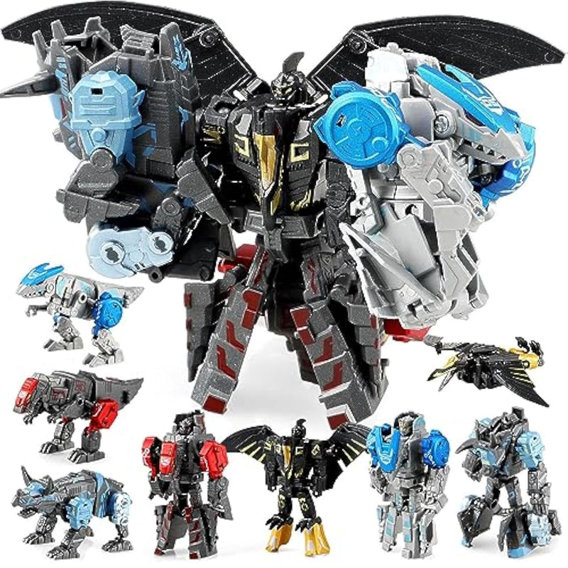 Transforming Robot Dinosaur - 4-In-1 Stem Toy, 11 Shapes Transforming Toys For Kids, Ages 5-10, Black