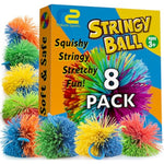 Stringy Balls & Sensory Toys For Kids 8 Pack - Stocking Stuffers For Kids Ages 4 5 6 7 8 + Year Old Gift Ideas - Best Birthday Toddler Gifts For Boys & Girls - Monkey Pom Balls Fidget Toys Stress Ball