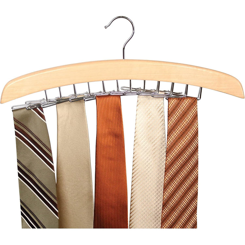 Richards Wooden Tie Rack Hanging Organizer For Mens Closet Accessories, Space Sa