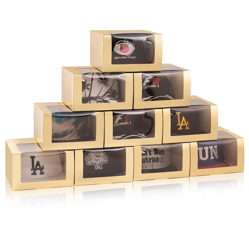 Gold Gift Boxes With Window Display Box For Hat, Hat Storage Containter For Base