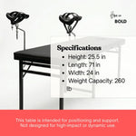 Adjustable Positioning Sex Table with Steel Frame and Rotating Stirrups