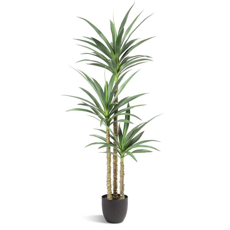 Artificial Tree 5.3Ft Faux Agave Plant With 3 Heads In Plastic Pot Fake Tree F