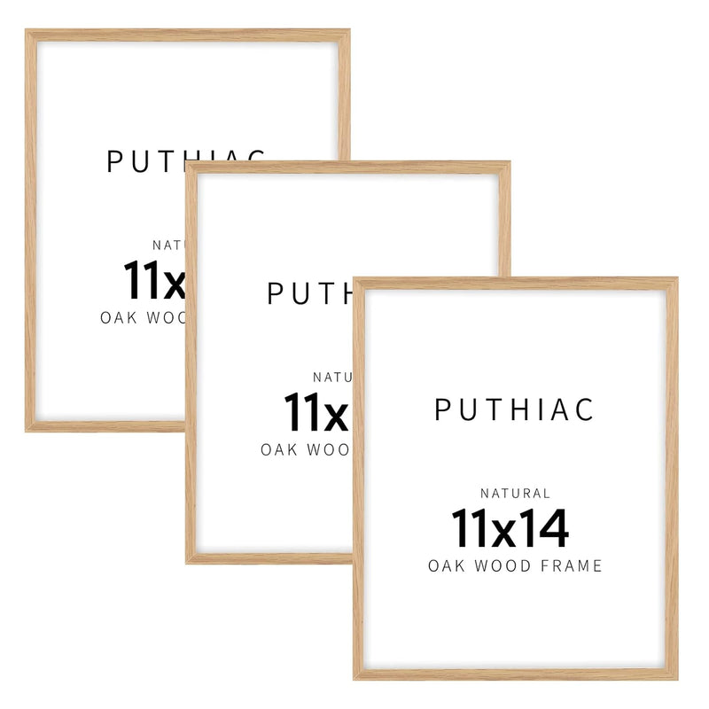 11X14 Oak Wood Picture Frame - Minimalist 11X14 Frame Wood For Wall Art Decor,