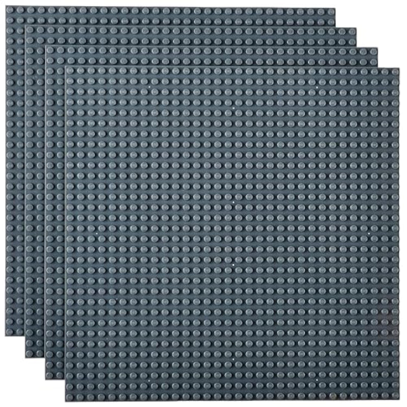 Strictly Briks Stackable Baseplates - 4 Pack Compatible with Lego & Major Brick Brands, 10 x 10 in with 32 x 32 Studs, Toy Building Plates Boards, Kids, Grey