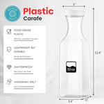 Plastic 50 Oz Water Carafe with Flip Top Lid, Set of 2 Square Base Juice Containers, Clear Plastic Pitcher - for Water, Iced Tea, Juice, Beverage, Cold Brew and Mimosa Bar - HAND WASH ONLY