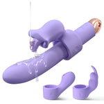 Vibrator Dildo Rabbit Sex Toys - Interchangeable Rabbit Vibrator G Spot Dildo With 10 Vibration 3 Licking & 3 Tapping Modes, Adult Sex Toy For Women, Vibrator For Clitoral Nipple Anal Stimulation