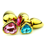 3PCS Metal Heart-Shaped Butt Plug Set - Anal Trainer Kit for Couples