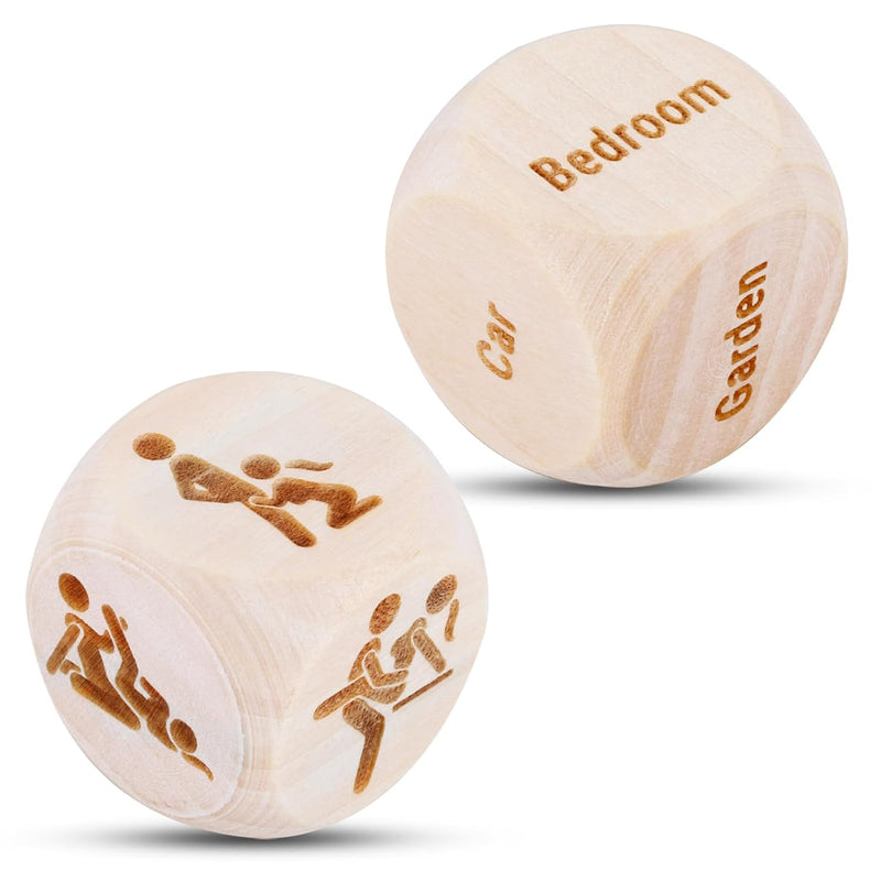 2Pcs Wooden Sex Dice, Positions Sex Game Dice, Valentines Day Gifts For Adults Men Husband, Valentines Dices Gift For Adults Male, Funny Naughty Gifts For Husband Wife, Wood Bride To Be Gift