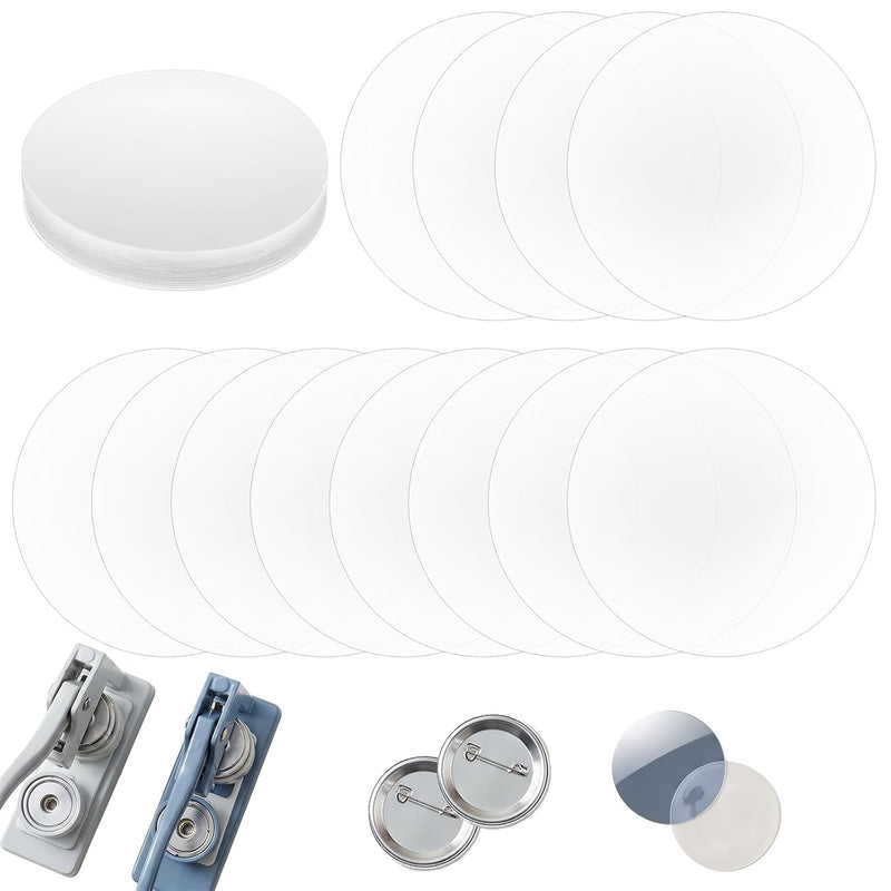 300 Pcs Clear Pin Maker Supplies for Badge Making 2.76" Transparent Protective Films