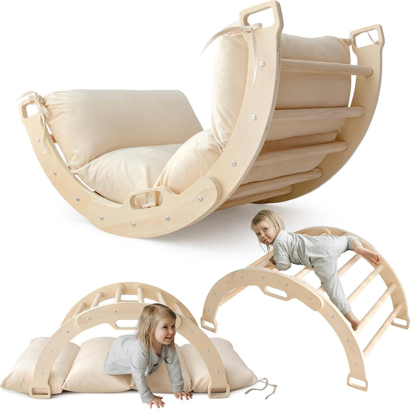 Arch Rocker Arch With Cushion Wooden Climber Montessori Climbing Arch For K