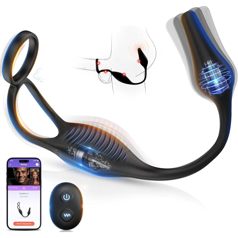 Male Sex Toys For Men Prostate Massager - 4 In 1 Vibrating Cock Ring Penis Ring With Remote Control, 7 Modes Anal Toys Butt Plug G Spot Vibrator Dildo Vibrating Anal Plug Adult Sex Toy For Couples Men