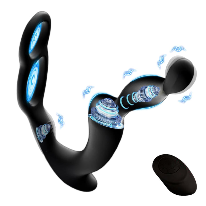3-In-1 Prostate Massager Anal Vibrator Butt Plug 10 Vibrating Modes For Remote Control With Penis Ring Anal Sex Toys P Spot Massager For Men Women And Couples, Black