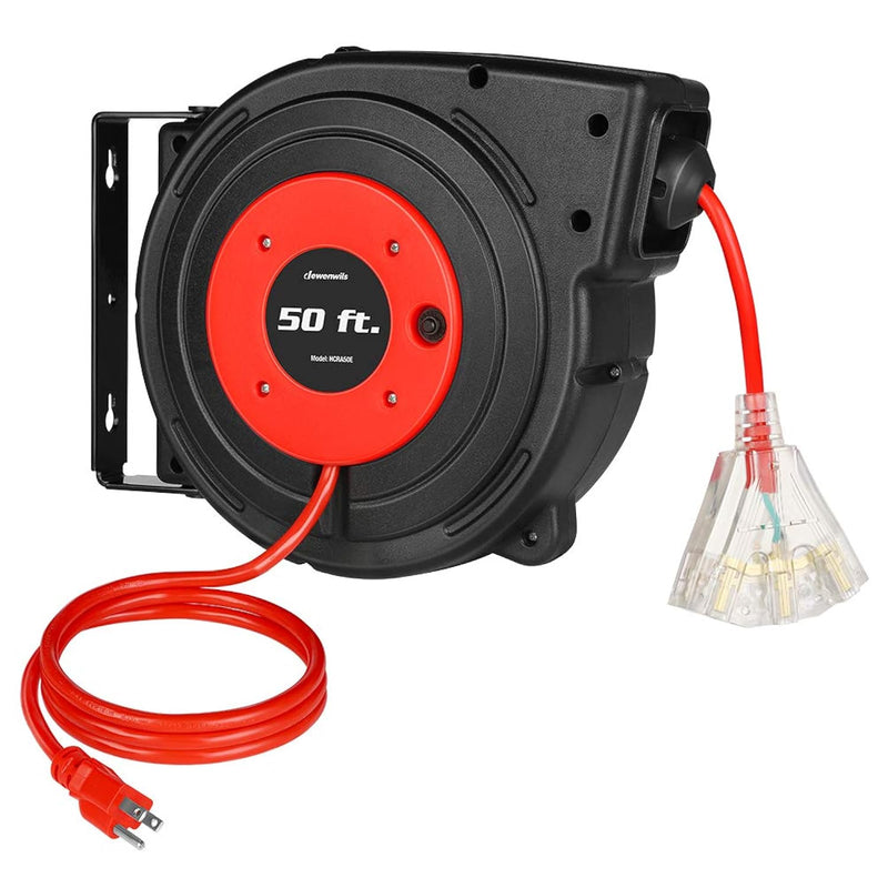 Retractable Extension Cord Reel, 50Ft Power Cord Reel With 14Awg/3C Sjtow, 13A