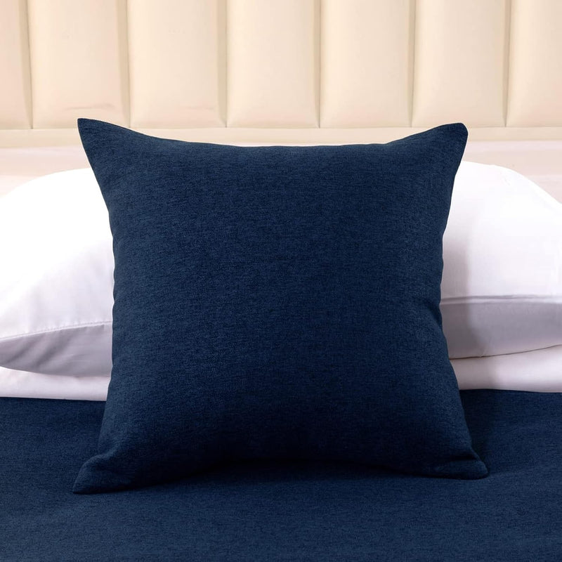 2 Pillowcases (Without Insert) Dark Blue, Imitation Linen Decorative 2 Pillowc
