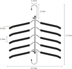 Clothes Hangers Space Saving Shirt Hangers, Znben Non Slip Coat Hangers with Padded Foam Stainless Steel 5 in 1 Closet Storage Organizer for Sweatshirt T-Shirt Hoodie Sweater 2 Pack Black