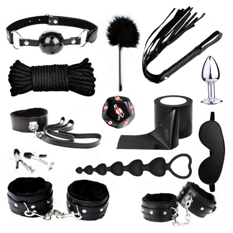 Bdsm Restraints Bondage Kits 13 Pcs Sex Toys For Beginner Handcuffs Ankle Cuffs Collar Blindfold Anal Toys Play Adult Sm Games For Couples