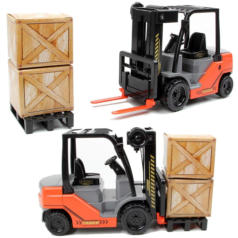 Liberty Imports Toy Forklift Truck with Pallet & Cargo - 1:22 Scale Frictio