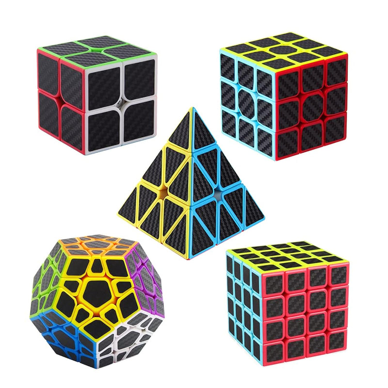 Speed Cube Set, [5 Pack] Magic Cube Bundle Of 2X2 3X3 4X4 Megaminx Cube And